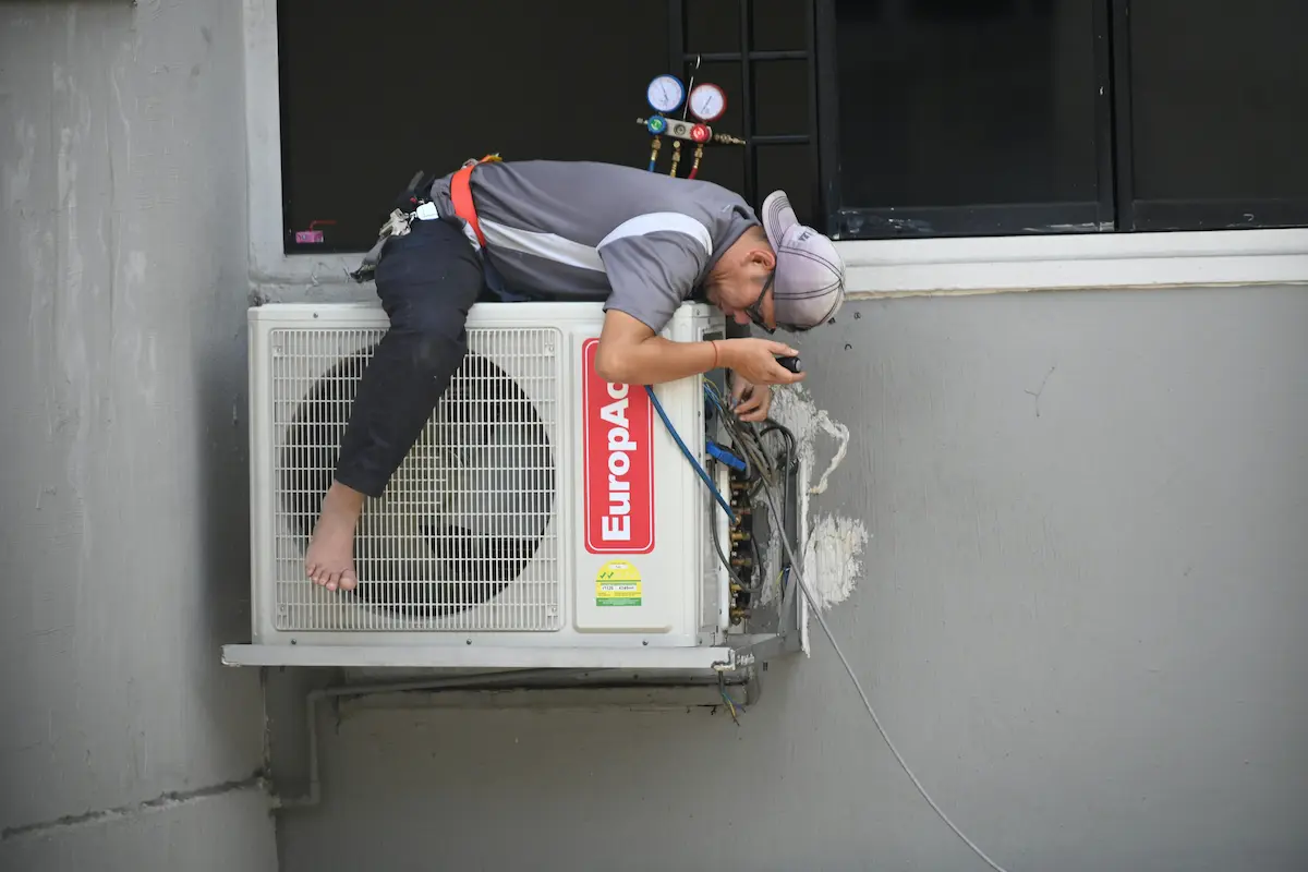 Residential AC installation in a condominium living room, Subang Jaya