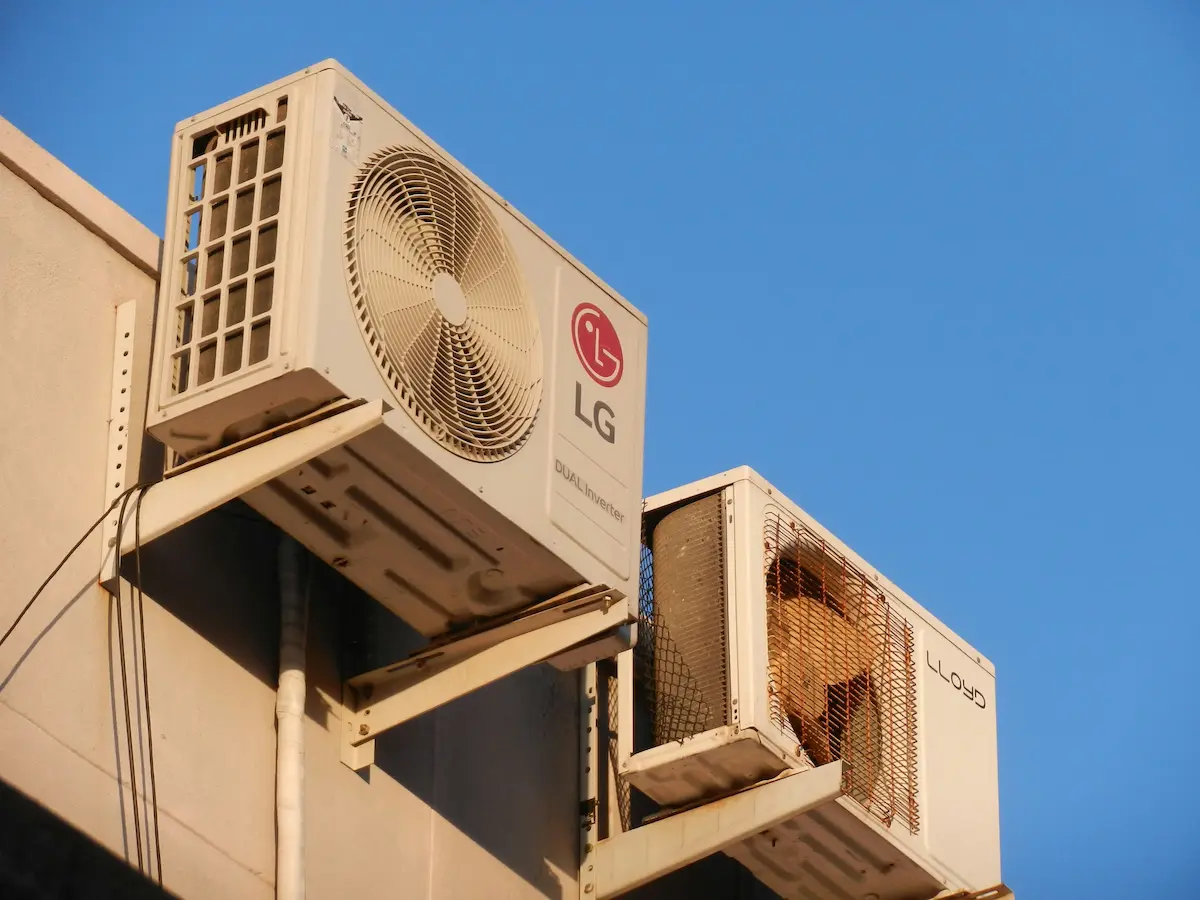 VRF outdoor condenser units installed on rooftop of an office building in Puchong